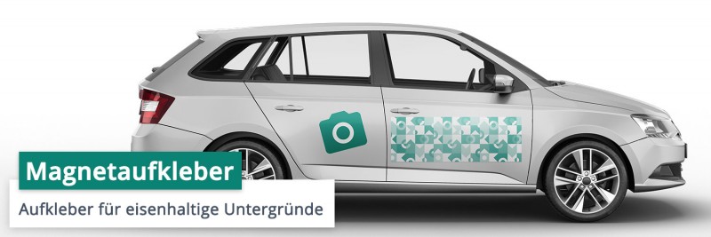 Magnetaufkleber kleben ohne Kleber und können, wie typische Kühlschrankmagneten, auf alle eisenhaltigen Untergründe verklebt werden. Beliebt ist dabei die semi-permanente Verklebung auf Fahrzeugen.