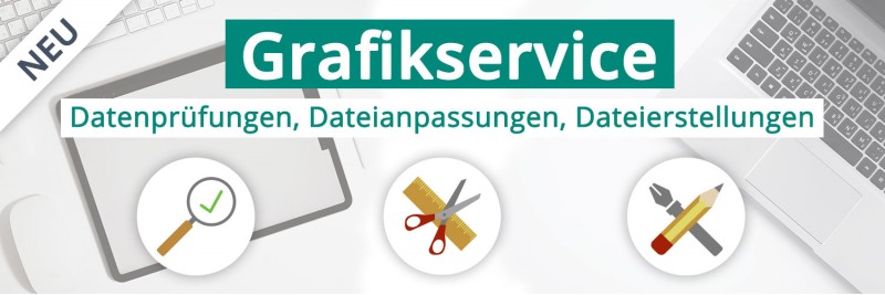 Neu: Unser professioneller Grafikservice für Ihre Datei. Druckdatenprüfung, Datenanpassungen und Dateierstellungen....